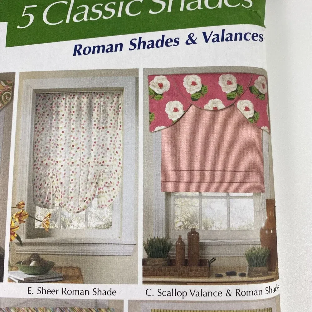 Simplicity 5476 Sewing Pattern Roman Window Shades Valances 5 Classic Styles UC
